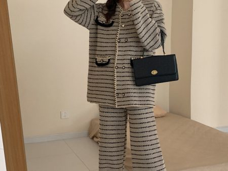 Sibel Grey & Black Stripe Two Piece Suit (RTS) on Sale