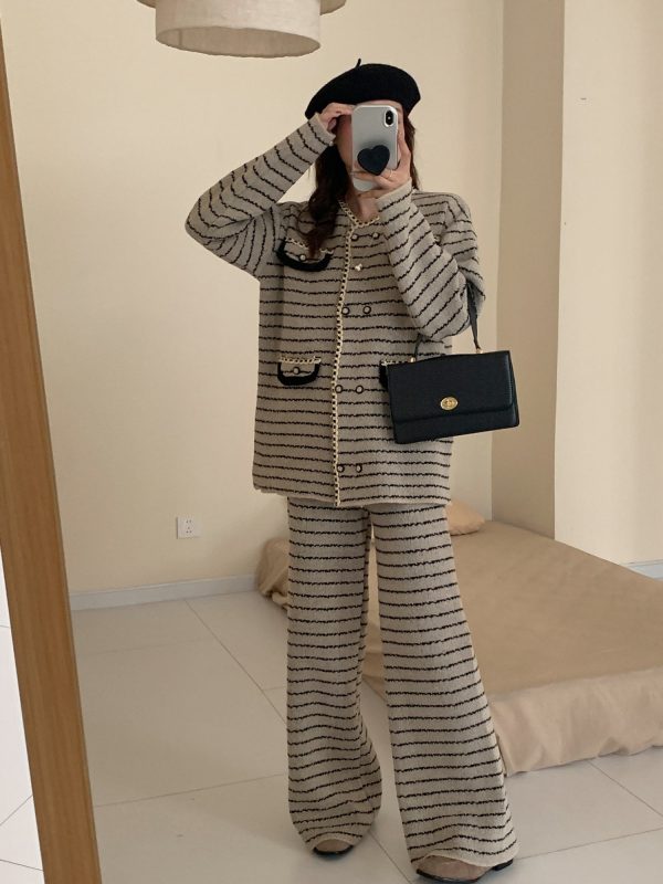 Sibel Grey & Black Stripe Two Piece Suit (RTS) on Sale