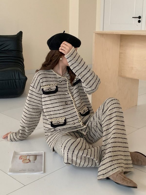 Sibel Grey & Black Stripe Two Piece Suit (RTS) on Sale