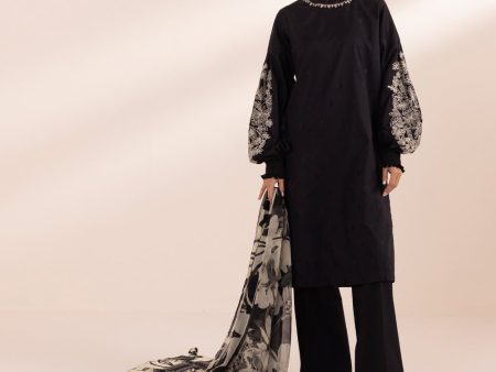 Monochrome  24-3 Piece - Embroidered Lawn Suit - U3Pebw24V412 For Sale