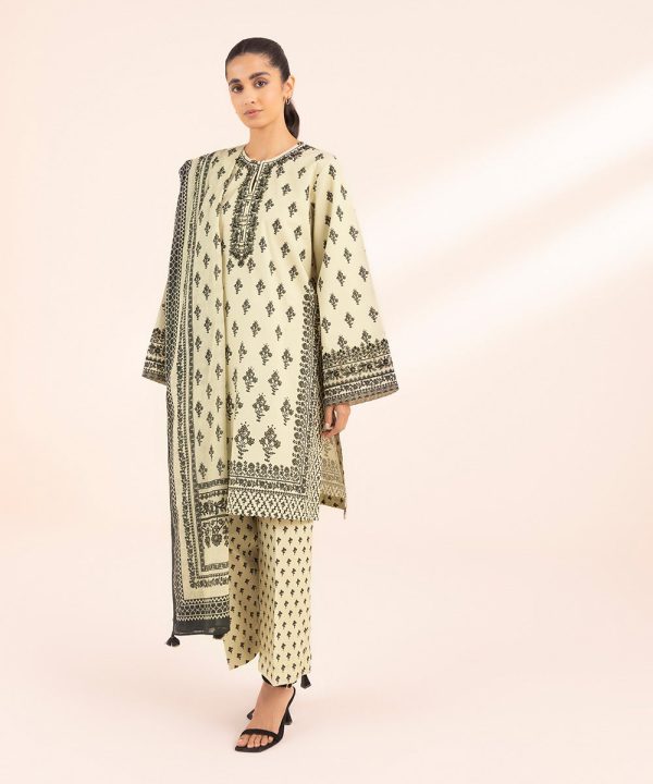 Monochrome  24-3 Piece - Embroidered Lawn Suit - 0U3Pebw24V47 Online Sale