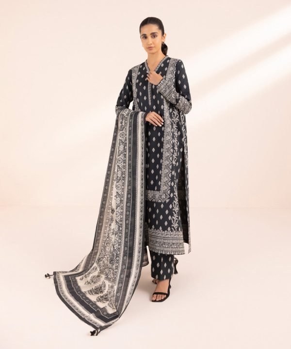 Monochrome  24-3 Piece - Printed Lawn Suit - U3Pebw24V416 Online Hot Sale