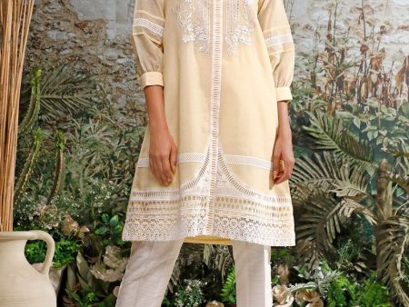 Casual Pret - Khadi Net Front Open Embroidered Shirt For Discount