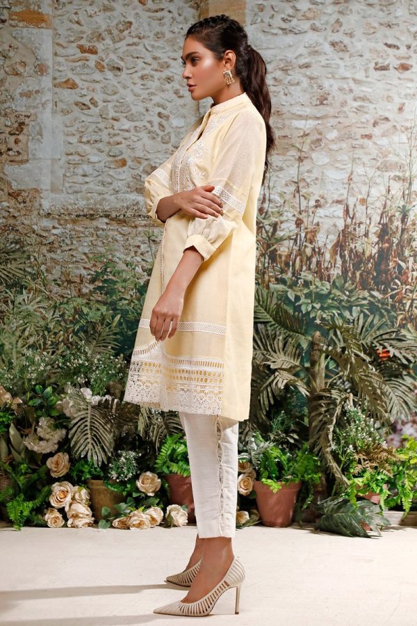 Casual Pret - Khadi Net Front Open Embroidered Shirt For Discount